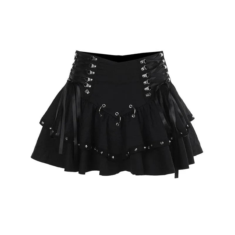 Women's Gothic Lace-up Eyelets Short Skirt