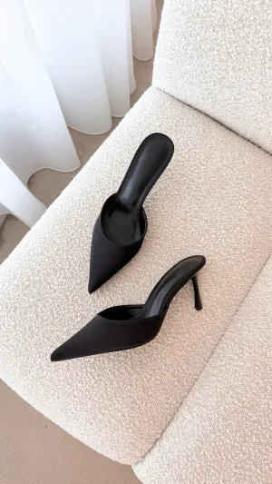 Xayden Heels - Black Satin