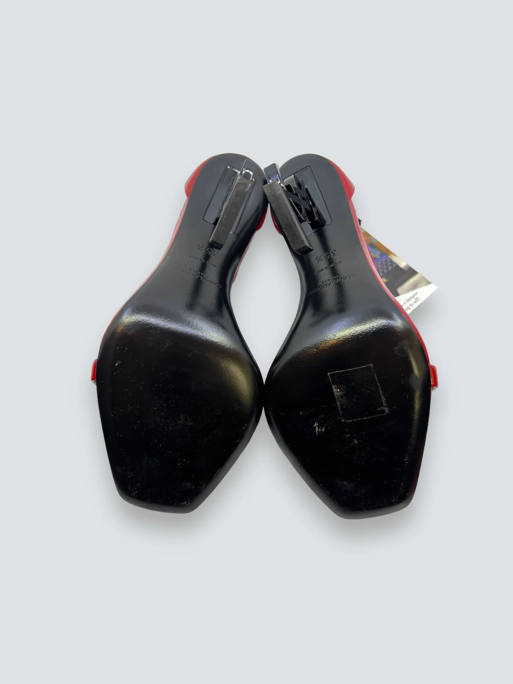 Ysl Red & Black Leather Heels - Size EU 35.5