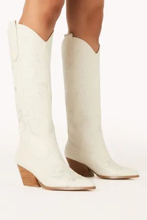 Zakai Knee High Cowboy Boot - Ivory