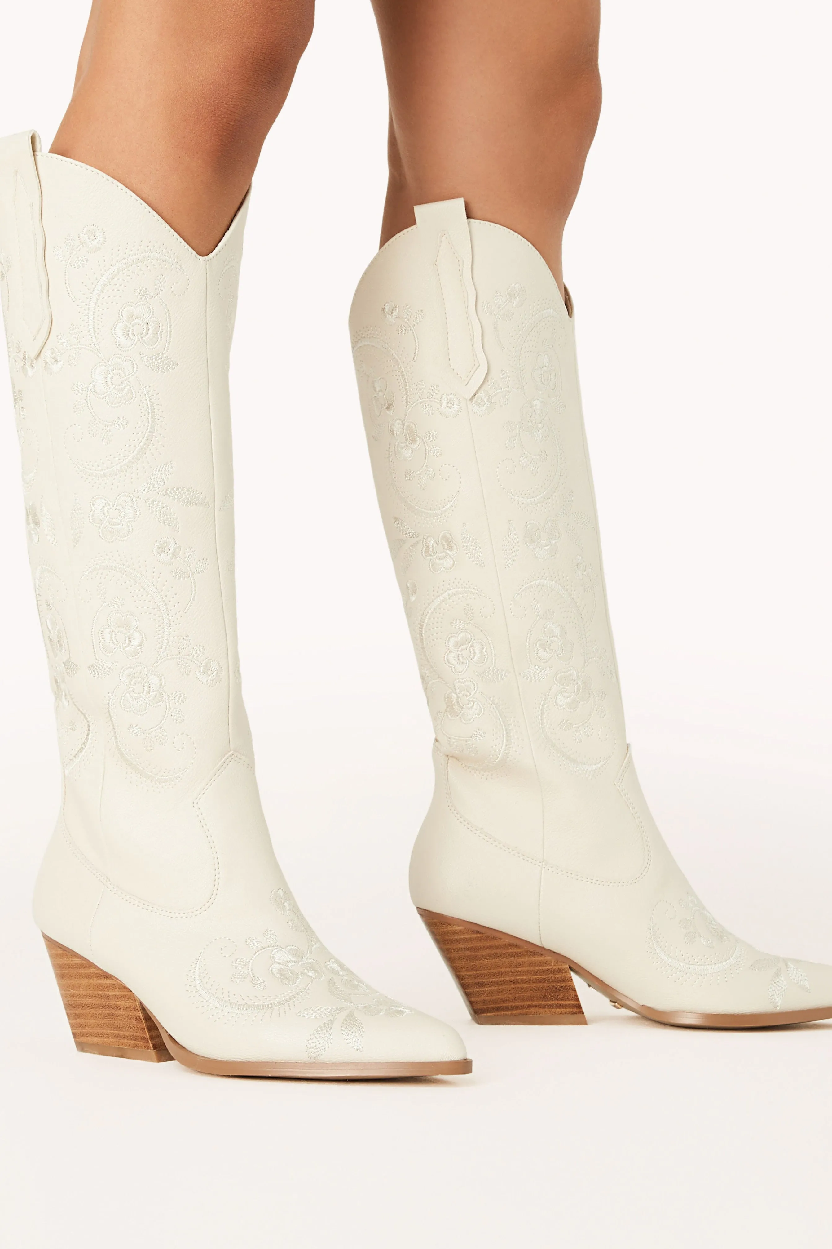 Zakai Knee High Cowboy Boot - Ivory